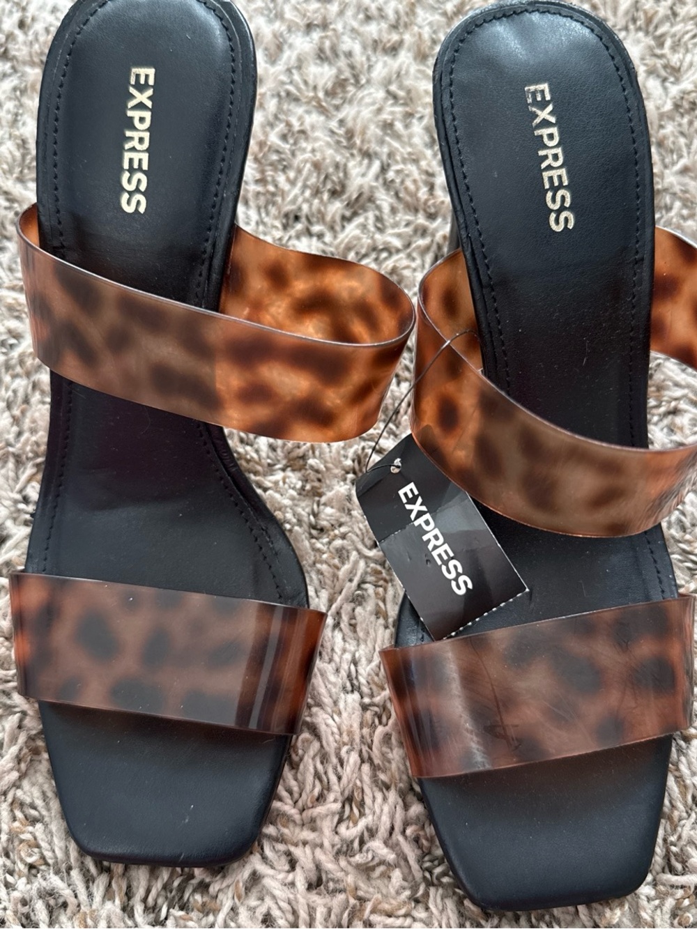 Express Brown Tortoiseshell Slide Sandals
